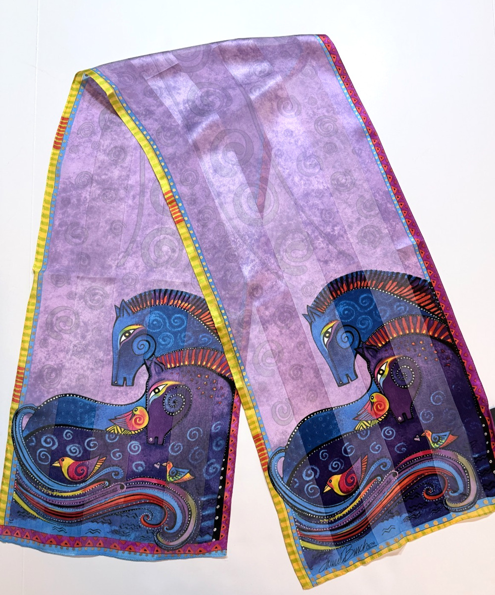 Laurel Burch NWT Aquatic Mares Silk Scarf